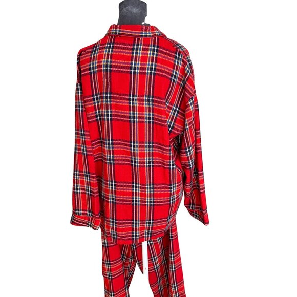 Leglan DoView Red Plaid Fleece Pajama Set Size L - Picture 3 of 5
